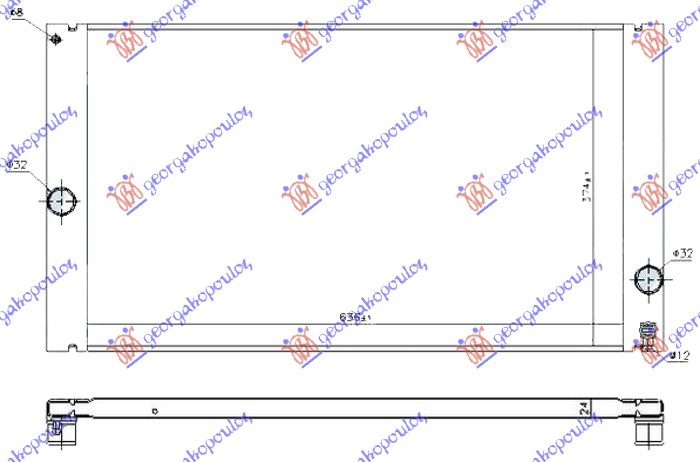 ΨΥΓΕΙΟ ΝΕΡΟΥ 2.4-2.5 ΒΕΝΖΙΝΗ - 2.0 D ΠΕΤΡΕΛΑΙΟ (635x375x22) ALL ALUMINIUM