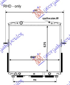 RADIATOR 2.4-3.5 PETROL +/- A/C AUTOMATIC (578x628) TUBE 8mm HALLA TYPE (NRF)