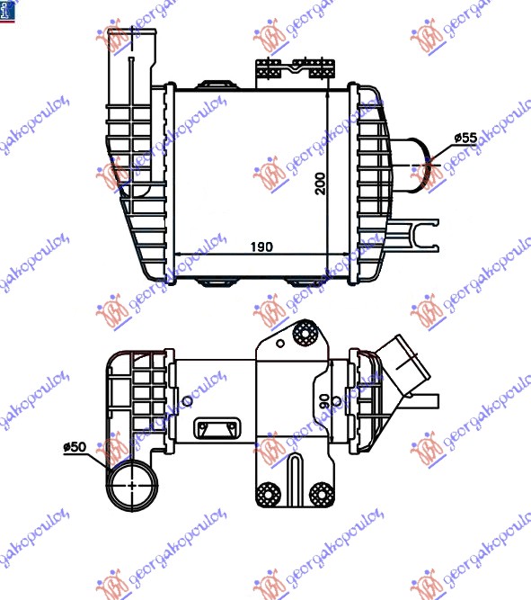 ΨΥΓΕΙΟ INTERCOOLER 2,0 CRDI (190x205x90)