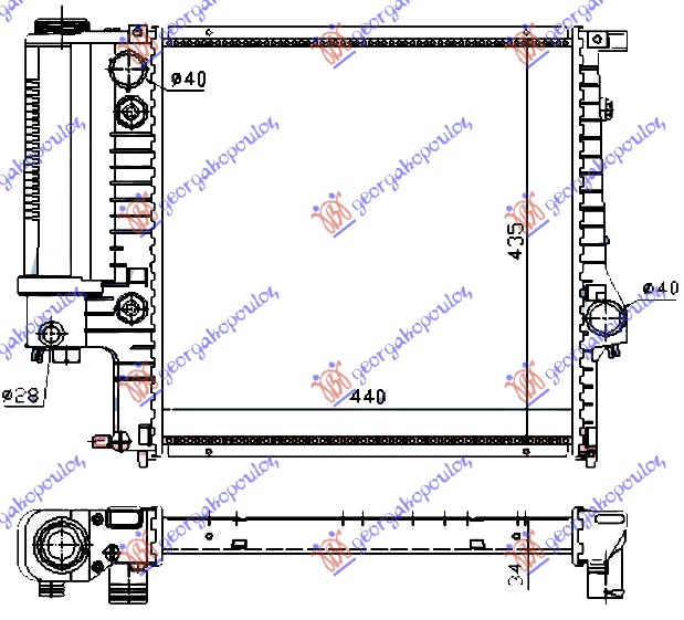 ΨΥΓΕΙΟ ΝΕΡΟΥ ΓΙΑ ΟΛΑ ΒΕΝΖΙΝΗ ΑΥΤΟΜΑΤΟ +/-AC (440x440x32) (BRAZED) (MAHLE BEHR)