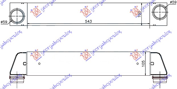 ΨΥΓΕΙΟ INTERCOOLER 2.0-2.5-3.0 (520D-525D-530D) ΠΕΤΡΕΛΑΙΟ (543x100x105)