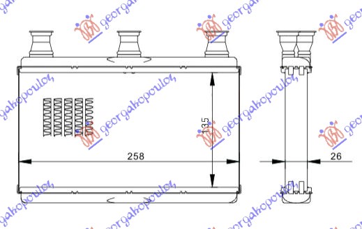 HEATER RADIATOR (B) +/-AC (260x135)