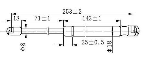 GAS SPRING TAIL GATE S.W. (253L-140N)