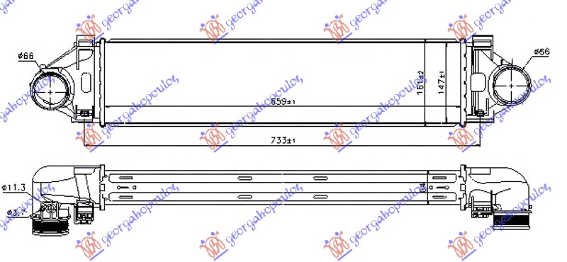 ΨΥΓΕΙΟ INTERCOOLER 2.0 T/ (3.0 T6) ΒΕΝΖΙΝΗ / 2.0 D / (2.4 D5) ΠΕΤΡΕΛΑΙΟ (660x145x64) ΠΑΡΟΧΕΣ ΙΣΙΑ