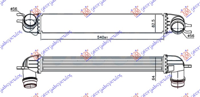 ΨΥΓΕΙΟ INTERCOOLER 1.6-2.0 D ΠΕΤΡΕΛΑΙΟ (540x85x64)ΚΟΥΜΠΩΤΑ