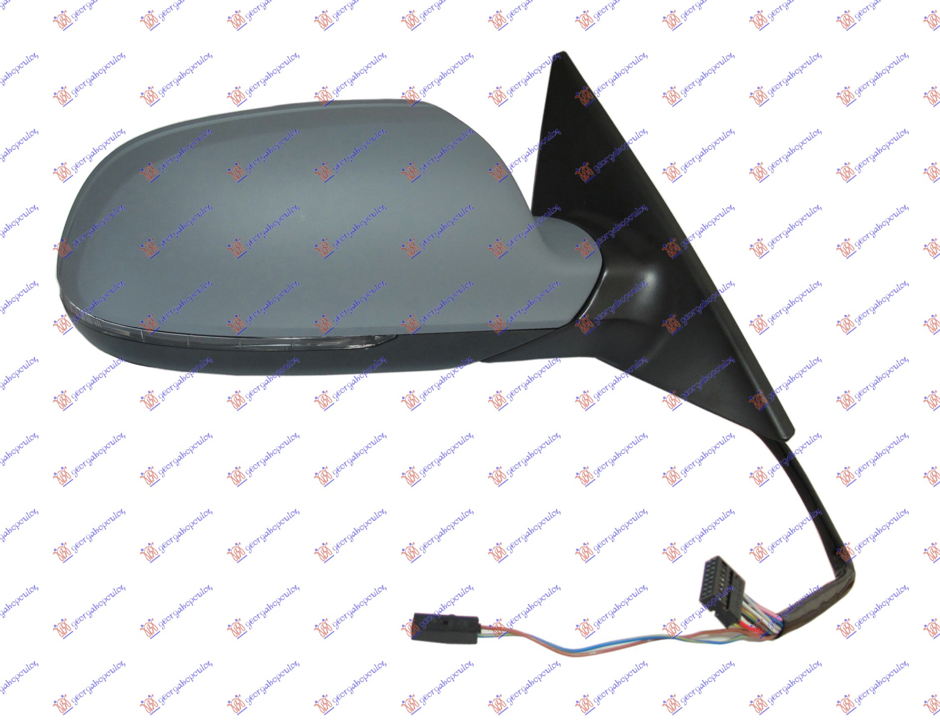 DOOR MIRROR ELECTRICAL HEATED (W/LED SIDE LAMP) PRIMED 2010- (SPORTBACK) (8 PIN) (A QUALITY) (CONVEX GLASS)