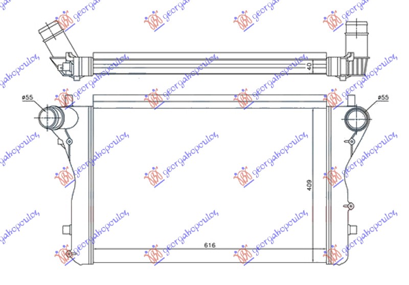 ΨΥΓΕΙΟ INTERCOOLER 2.0 (S3) (610x410x40) Φ55 ΟΛΟ ΑΛΟΥΜΙΝΙΟ