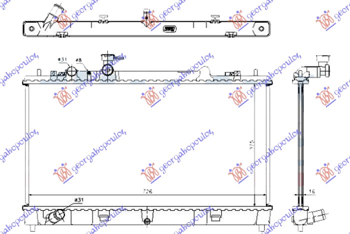 RADIATOR 1.8-2.0 PETROL MANUAL (375x740x16) (KOYO)