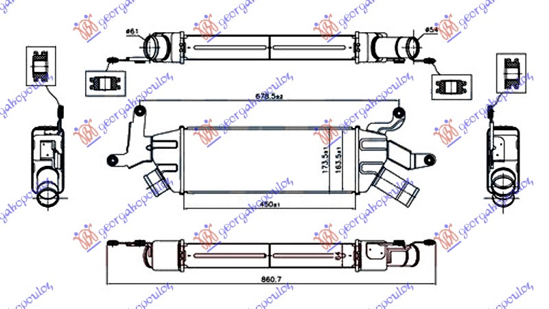 ΨΥΓΕΙΟ INTERCOOLER 2.2 D-ID ΠΕΤΡΕΛΑΙΟ (450x164x64)