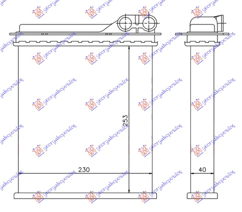 HEATER RADIATOR (255x230x42) -1997