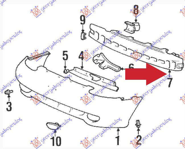 FRONT BUMPER ABSORBER 97-98