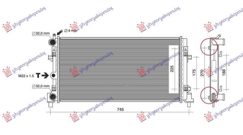 RADIATOR 1.2-1.6 12/16V - 1.2-1.6 TDi (65x34) (VALEO)