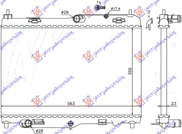 RADIATOR 1.4-1.6 TDCI MANUAL +/- A/C (563x350) (NRF)