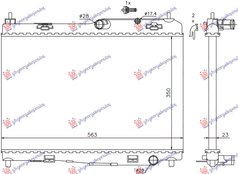 ΨΥΓΕΙΟ ΝΕΡΟΥ 1.25-1.4-1.6 ΒΕΝΖΙΝΗ ΜΗΧΑΝΙΚΟ +/- A/C (56x35.5) (MARELLI)