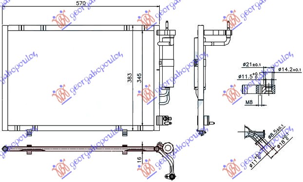 ΨΥΓΕΙΟ A/C ΒΕΝΖ.-1,4TDCi (530x350x16) 11-