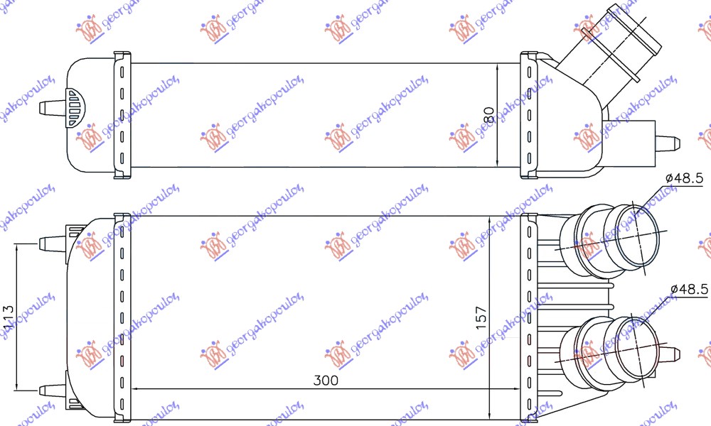 ΨΥΓΕΙΟ INTERCOOLER 1.6 HDi ΠΕΤΡΕΛΑΙΟ (300x155x80)