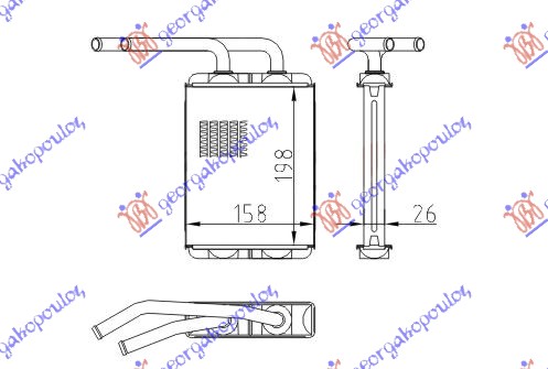 HEATER RADIATOR (B) +/-AC (198x158) DELPHI/HARRISON TYPE