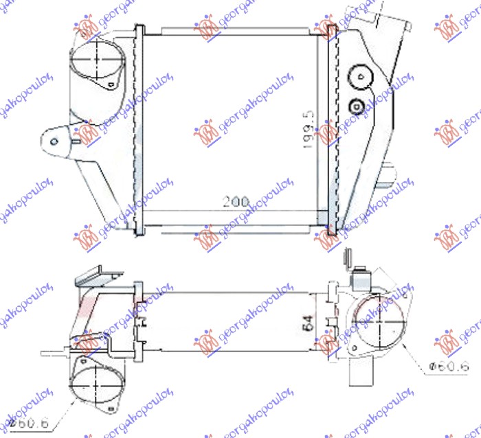 ΨΥΓΕΙΟ INTERCOOLER 2.0 CD ΠΕΤΡΕΛΑΙΟ (200x205x64)