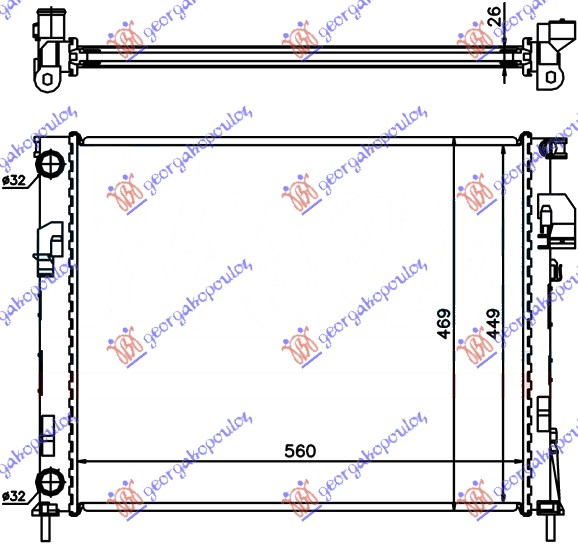 ΨΥΓΕΙΟ ΝΕΡΟΥ 2.0i ΒΕΝΖΙΝΗ - 1.9 dCi ΠΕΤΡΕΛΑΙΟ (560x450x23) (MECHANICAL)