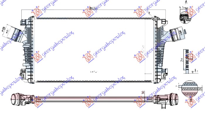 ΨΥΓΕΙΟ INTERCOOLER 2.0 TURBO ΒΕΝΖΙΝΗ 11- (665x360x30) ΠAΡΟΧΕΣ Φ61