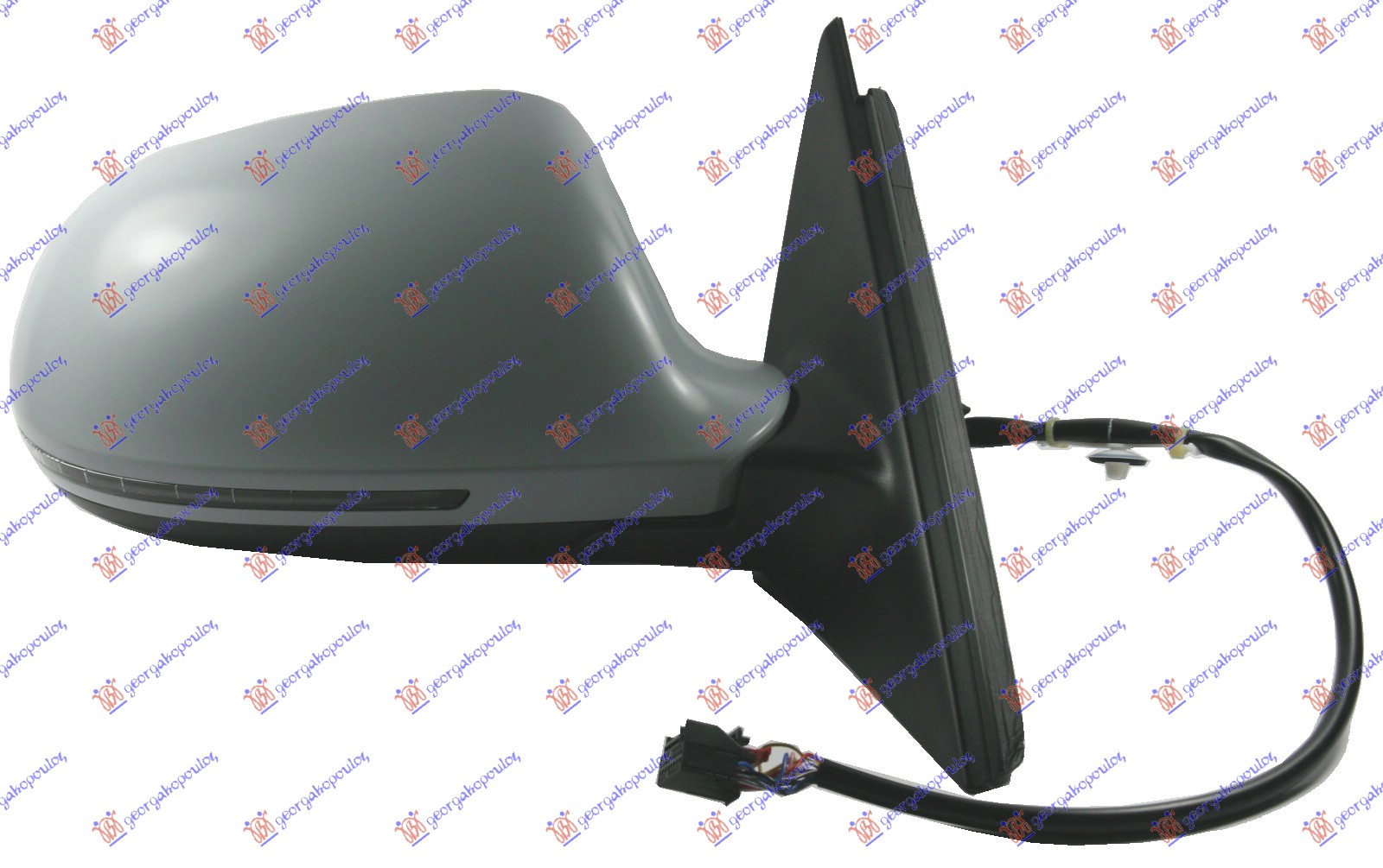 DOOR MIRROR ELECTRICAL HEATED PRIMED (W/SIDE LAMP) -2010 (6 PIN) (A QUALITY) (CONVEX GLASS)