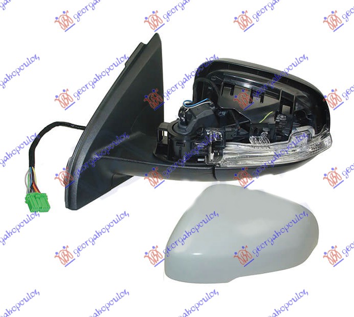 DOOR MIRROR ELECT. HEATED FOLD. PRIMED (W/SIDE LAMP & FOOT LAMP & SENS.) (A QUALITY)  (ASPHERICAL GLASS)