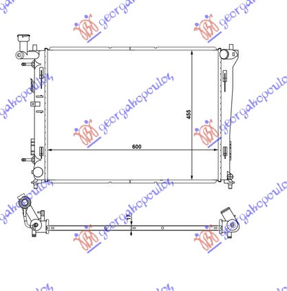 RADIATOR 1.4-1.6-2.0 PETROL AUTOMATIC (600X440X16) (KOYO)