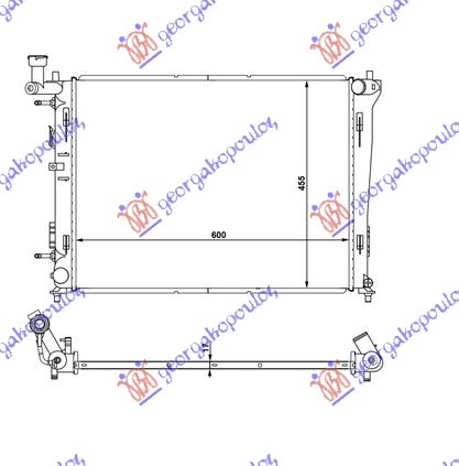RADIATOR 1.4-1.6-2.0 PETROL AUTOMATIC (600x440x16) (NRF)