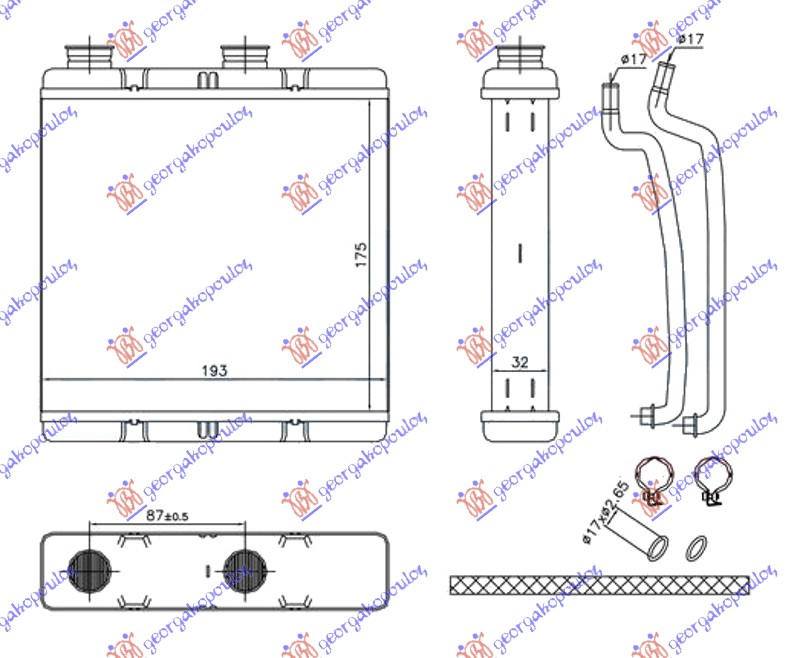 HEATER RADIATOR (175x190x32)