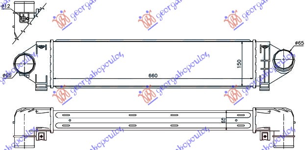 RADIATOR INTERCOOLER 2.5 ST225-RS305-RS350 PETROL (660x150x65)