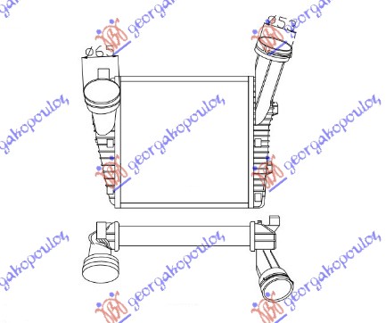 ΨΥΓΕΙΟ INTERCOOLER 3.0 Tdi ΠΕΤΡΕΛΑΙΟ (288x292x50) (Φ66-54)ΚΟΥΜΠΩΤΑ