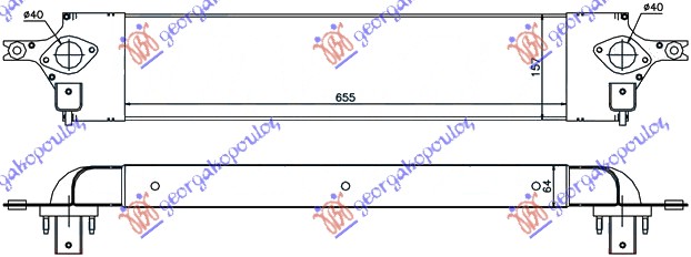 RADIATOR INTERC. 2,0 DCi 07- (655x157x64)