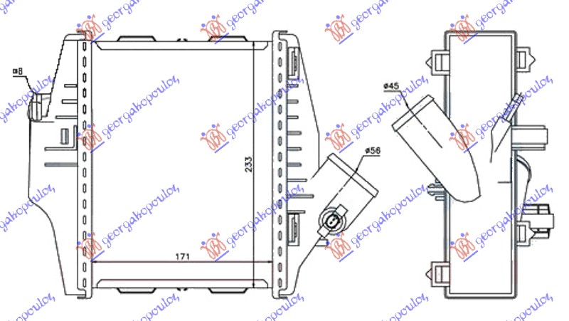 RADIATOR INTERCOOLER 0.8 Cdi DIESEL (171x233x50)