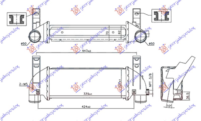 ΨΥΓΕΙΟ INTERCOOLER 1.8 Di-TDCi ΠΕΤΡΕΛΑΙΟ -2007 (340x128x62)