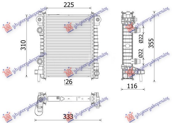 ΨΥΓΕΙΟ ΝΕΡΟΥ ΒΟΗΘΗΤΙΚΟ 2.0-2.9 ΒΕΝΖΙΝΗ (225x310x26) (MAHLE BEHR PREMIUM LINE)