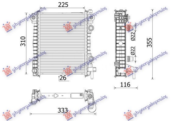 ΨΥΓΕΙΟ ΝΕΡΟΥ ΒΟΗΘΗΤΙΚΟ 2.0-2.9 ΒΕΝΖΙΝΗ (225x310x26) (MAHLE BEHR PREMIUM LINE)