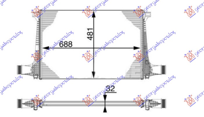 ΨΥΓΕΙΟ INTERCOOLER 2.0 TFSi ΒΕΝΖΙΝΗ - 3.0 TDi ΠΕΤΡΕΛΑΙΟ (690x480x32)