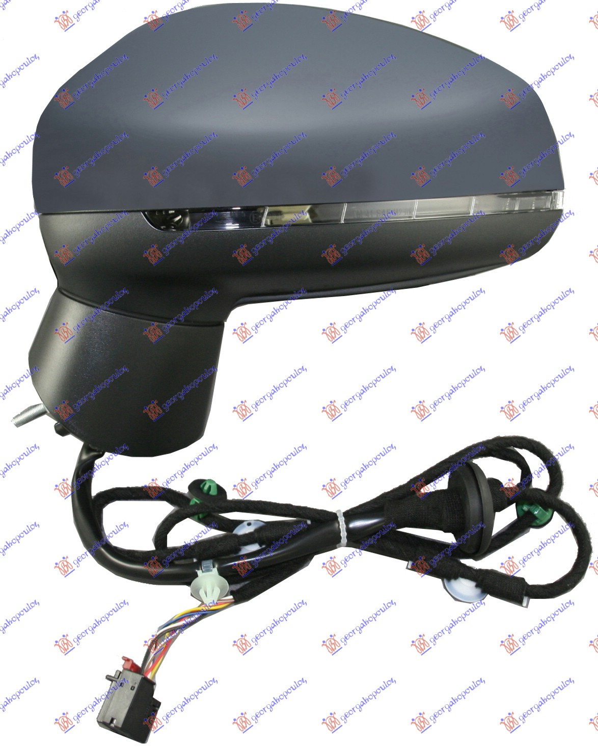 DOOR MIRROR ELECTRICAL HEATED FOLDABLE PRIMED (W/SIDE LAMP) (A QUALITY) (ASPHERICAL GLASS)