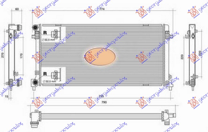 RADIATOR1.6 TDi DIESEL (650x320x32) W/O TUBE