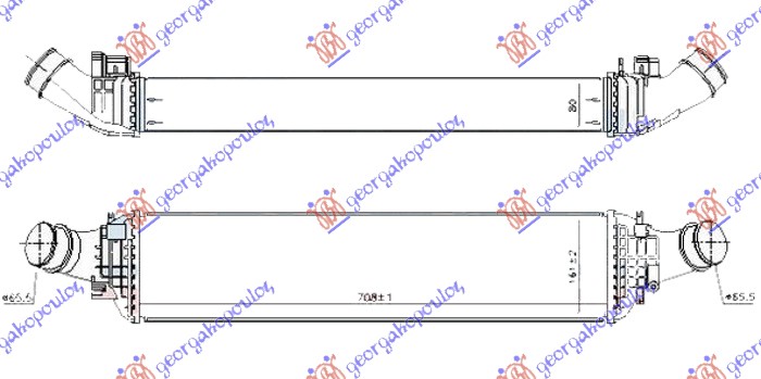 ΨΥΓΕΙΟ INTERCOOLER 3.0 TDi ΠΕΤΡΕΛΑΙΟ (710x160x80) ΠΑΡΟΧΕΣ Φ66