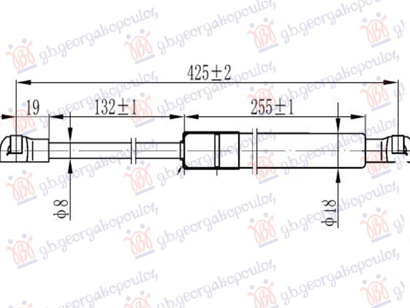 GAS SPRING TAIL GATE CABRIO (425L-320N)
