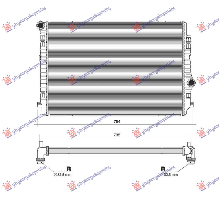 RADIATOR 2.0 TDi (135 KW) DIESEL (650x450x32) (VALEO)