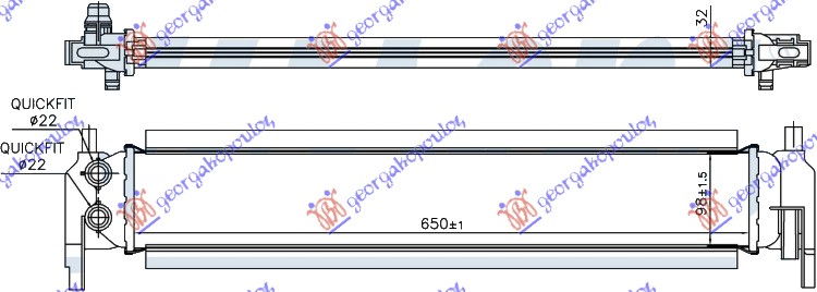 ADDITIONAL RADIATOR 1.2 TFSi PETROL - 1.6 TDi DIESEL (650x98x32)