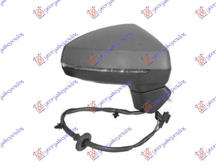 DOOR MIRROR ELECTRICAL HEATED FOLDABLE PRIMED (W/MEMORY) (W/SIDE LAMP & ASSIST) (ASPHERICAL GLASS)