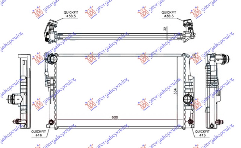 RADIATOR 1.5-2.0-3.0 (118i/ (125i N20 ENGINE) /135i) PETROL AUTOMATIC (600x334x32) (NRF)