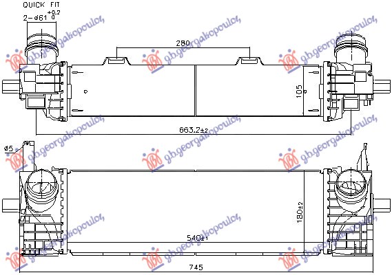 ΨΥΓΕΙΟ INTERCOOLER 2.0 ΒΕΝΖΙΝΗ - 3.0 ΠΕΤΡΕΛΑΙΟ (540x173x105) (NISSENS)