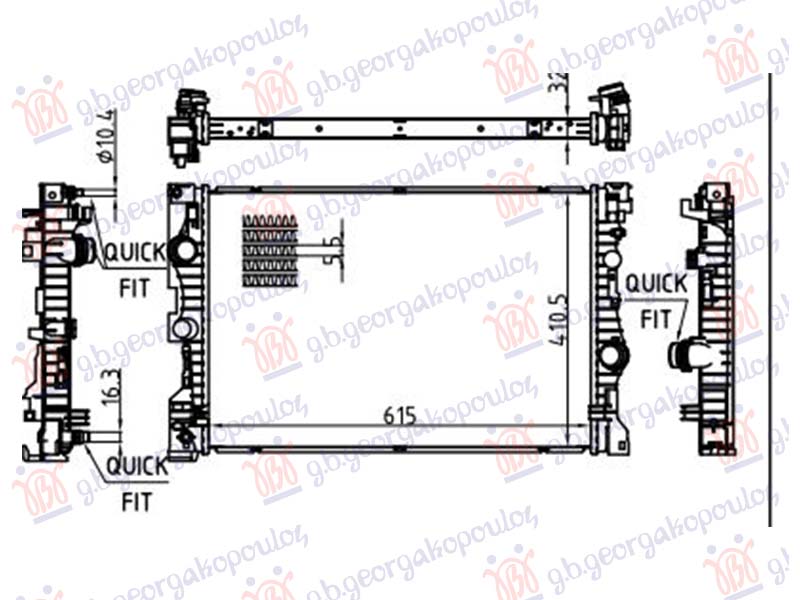 RADIATOR 2.0-3.0 DIESEL/HYBRID AUTOMATIC (615x410) (NRF)