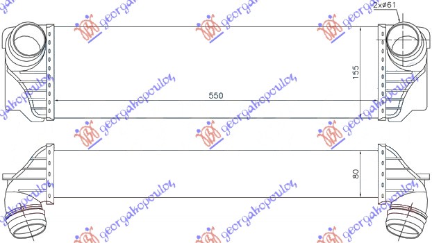 ΨΥΓΕΙΟ INTERCOOLER 2.0-3.0 ΠΕΤΡΕΛΑΙΟ (550x172x80) (& GT-F07)