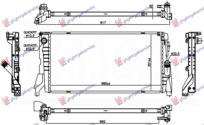 RADIATOR 1.5 (216i-218i) PETROL MANUAL/AUTOMATIC (680x350x26) (VALEO)