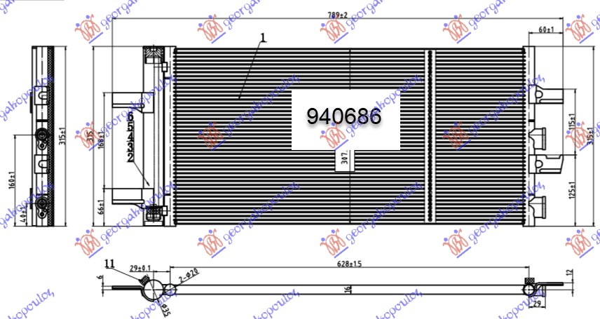 CONDENSER ALL MODEL DIESEL / 2.0 (220i) PETROL (648x307x16)